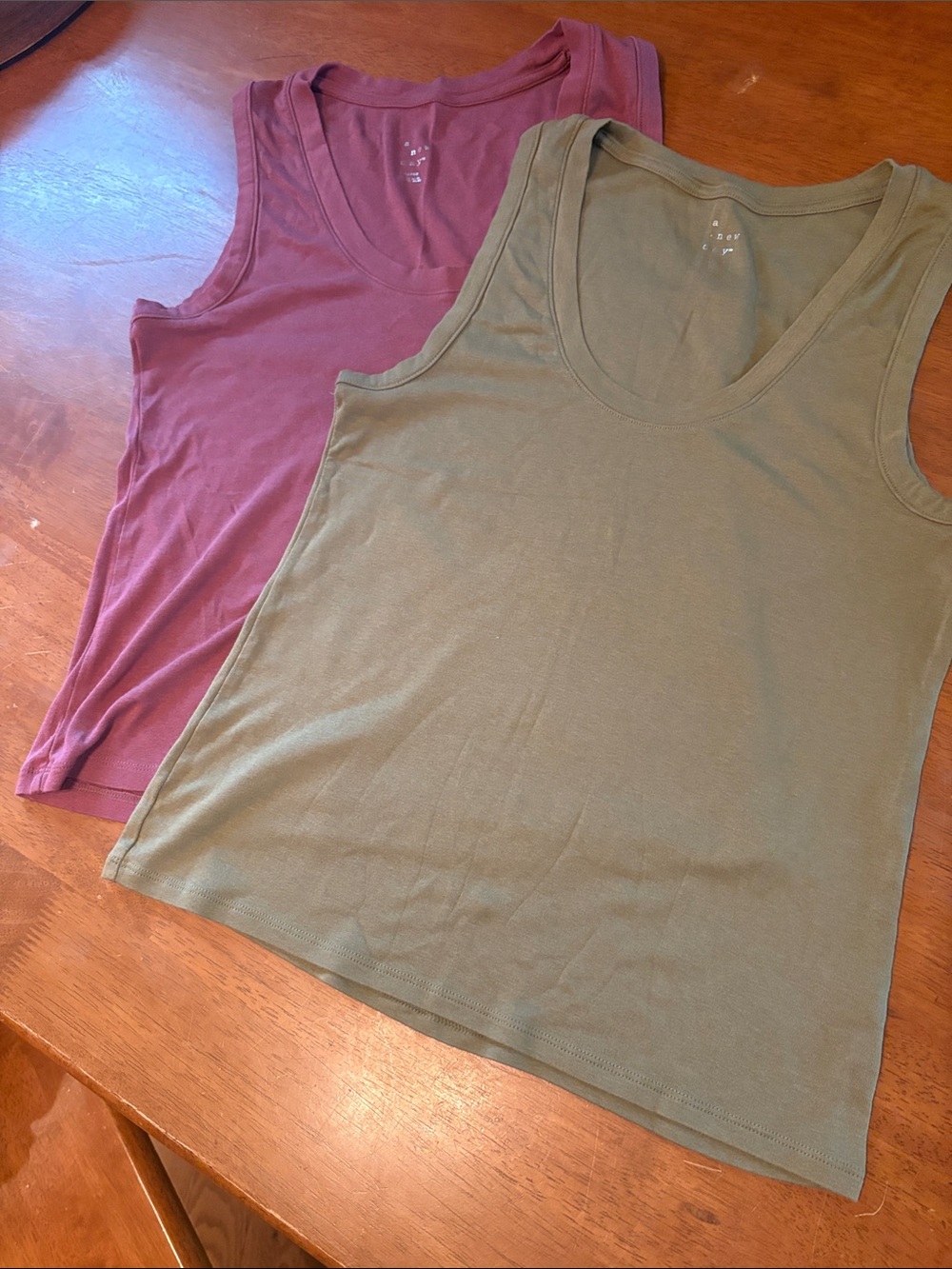 a new day Olive Tank Top and Mauve Scoop Neck Tank Set